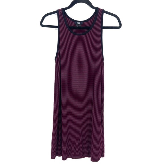 PAIGE Burgundy Black Striped Sleeveless Modal Blend Tank Dress Size XS - Picture 1 of 5